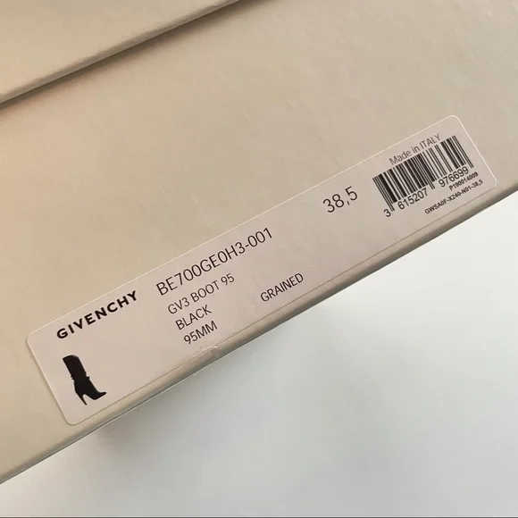 Givenchy Velvet Chain Logo GV3 Boot 95MM SZ 38.5 8.5 black leather pointed toe - Picture 3 of 13